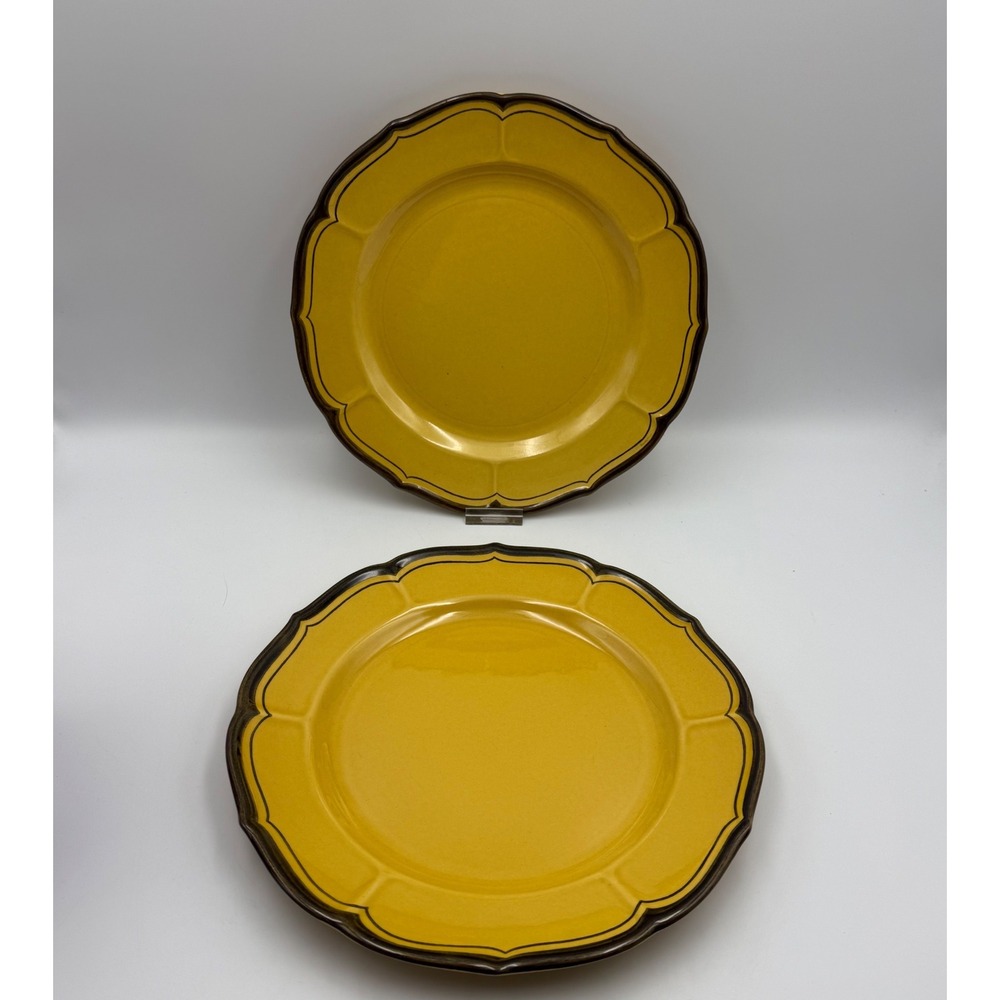 Vintage Metlox Poppytrail La Mancha Gold Set of 2 11" Dinner Plates